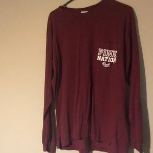 Pink pocket long sleeve tee